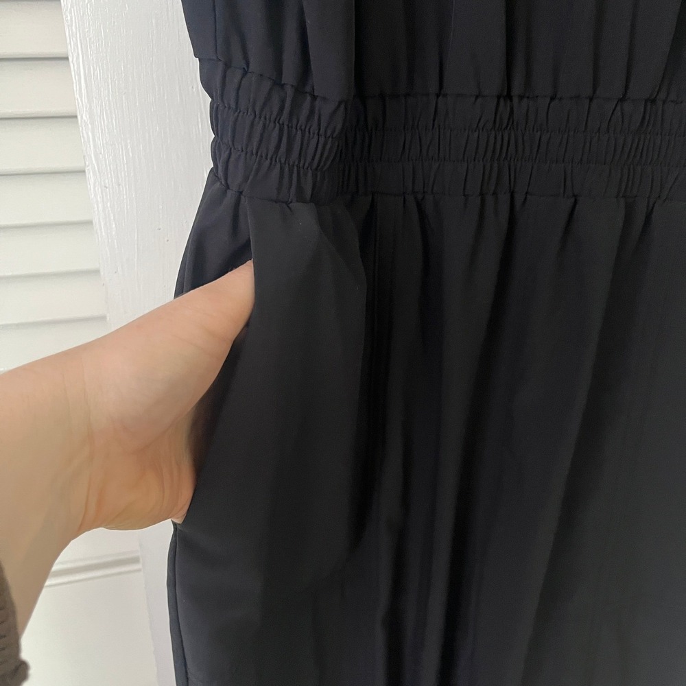 Athleta Roaming Sleeveless Jumpsuit Black Sz 4‎ Scoop Neck, Low Back - Picture 6 of 12